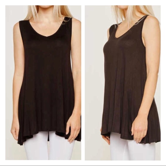 BLACK SLEEVELESS V-NECK TUNIC TOP - Picture 6 of 6